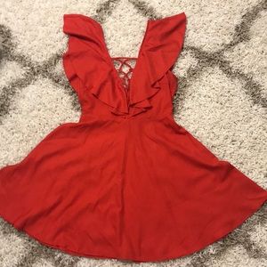 Forever 21 Lace-Up Ruffle Sleeve Dress